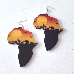 3 for $18 NWT Real Wood African Pierced Earrings 1 1/2 Inches